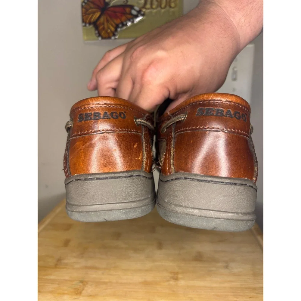 Sebago Clovehitch II Mens Brown Leather Boat Shoes Size 8.5 W B24343